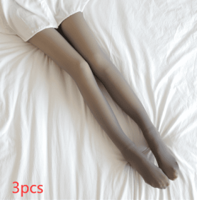 Fake Translucent Plus Size Leggings Fleece Lined Tights Fall And Winter Warm Fleece Pantyhose Women Fleece Lined Pantyhose Thermal Winter Tights (Option: 3pcs Grey skin and feet-80grams plus size)