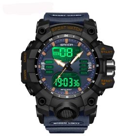 Multifunctional Men's Fashion Korean Style Waterproof Shockproof Transparent Watch (Option: Black blue)