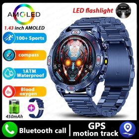 Smart Watch HD AMLOED Screen Bluetooth Calling Sports Watch (Option: Blue Steel Blue Tape Tab)