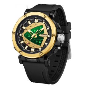 9052 Sports Waterproof Alarm Clock Electronic Watch (Option: Black Gold)