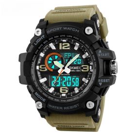 Sports Waterproof Electronic Watch Multifunctional Men (Color: Khaki)