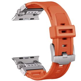 High End Metal And Silicone Watch Strap (Option: Titanium Gray Orange-42or44or45or49MM)