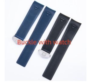 Rubber Silicone Strap Suitable For Tigehao Ya Jing Submersible Waterproof Sports 21 22mm (Option: Blue Without Buckle-22mm-Buckle with watch)