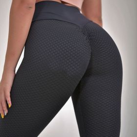 Plaid Leggings Fitness Yoga Pants Women's Seamless High Waist Breathable Gym Leggings (Option: Black-L)