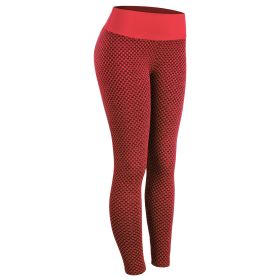 Plaid Leggings Fitness Yoga Pants Women's Seamless High Waist Breathable Gym Leggings (Option: Red-S)