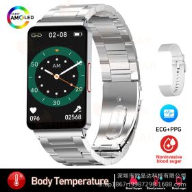 Smart Watch Blood Oxygen Body Temperature Sleep Monitoring Health Smart Bracelet (Option: Silver Steel Silicone)