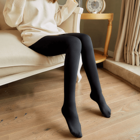 Leggings Winter Plus Velvet Thick Adjustable Pantyhose Super Elastic Large Size (Option: Black-350g)