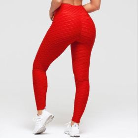 Booty Lifting Anti Cellulite Scrunch Leggings Without Pocket (Option: Red-XL)