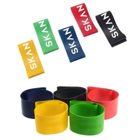 5 Level Resistance Rubber Bands Yoga Training Elastic Bands (Option: All colours-5pc+bag)