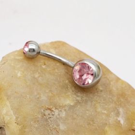 Puncture Hypoallergenic Titanium Steel Navel Buckle Belly Nail (Color: Pink)