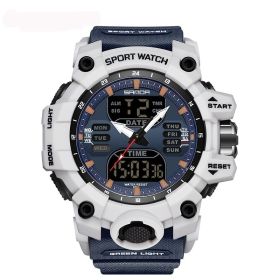 Multifunctional Men's Fashion Korean Style Waterproof Shockproof Transparent Watch (Option: White Blue)