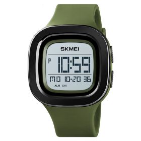 Men's Fashion Casual Square Electronic Sports Watch (Option: Army Green)