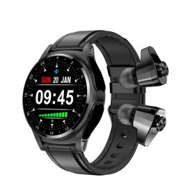 GT66 Smart Watch TWS 2-in-1 Bluetooth HD Voice Call (Option: Black Leather)