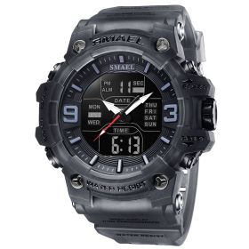 Sports Waterproof Electronic Watch Multi-function Training Alarm Clock Watch (Option: Transparent Black)