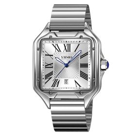 Fashion Retro Watch Male Student (Option: Silver Steel Belt)