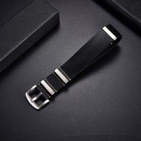 Retro Top Layer Cow Leather Watch Strap (Option: Black Silver Buckle-18mm)