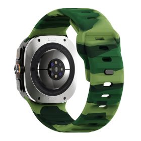 Applicable Watch Ultra Wave Reverse Buckle Silicone 47mm Strap (Option: Army Green Camouflage-Samsung Ultra47mm)