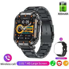 Multifunctional Waterproof Alarm Clock Large Dial Smart Reminder Watch (Option: Steel Belt Black Shell)