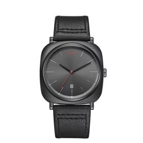 Square Calendar Business Men's Fashion Watch (Option: Black Shell Black Strap)