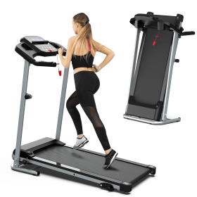 Home Folding Treadmill With Pulse Sensor (Option: Black and SilverSteel)