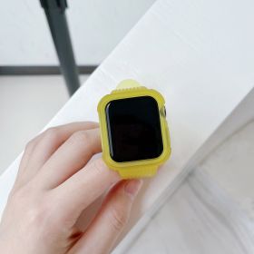 Simple Solid Color Transparent Frosted Silicone Strap (Option: Dark Yellow-38To40mmTo41mm)