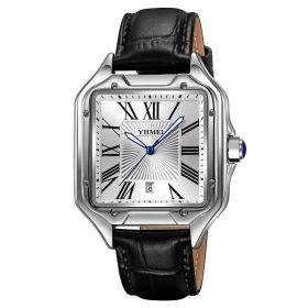 Fashion Retro Watch Male Student (Option: Silver Case Black Belt)