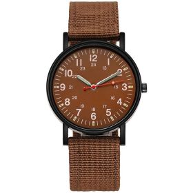 Men's Watch Nylon Woven Belt Casual Spor (Option: Brown-Default)