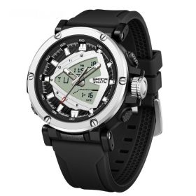 9052 Sports Waterproof Alarm Clock Electronic Watch (Option: Black Silver)