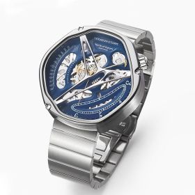 Men's Hollowed Out Alien High-end Watch (Option: Deep blue steel strip)