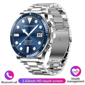 Multi-sport Mode Callable Heart Rate Weather Watch (Option: Steel Belt Silver Blue)