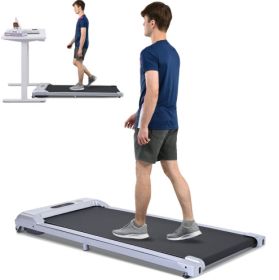 2 In 1 Under Desk Electric Treadmill 2.5HP, Remote Control, Display, Walking Jogging Running Machine Fitness Equipment For Home Gym Office (Color: Silver)