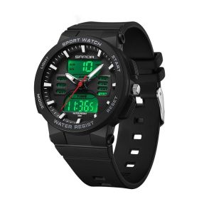 Dual Display Multifunctional Luminous Waterproof Electronic Watch (Color: Black)