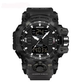 Multifunctional Men's Fashion Korean Style Waterproof Shockproof Transparent Watch (Option: Transparent Black)