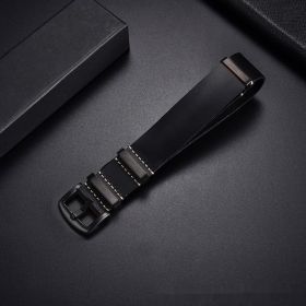 Retro Top Layer Cow Leather Watch Strap (Option: Black Black Buttons-18mm)