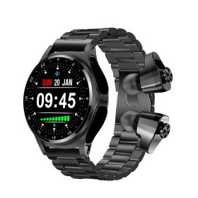 GT66 Smart Watch TWS 2-in-1 Bluetooth HD Voice Call (Option: Black Steel)