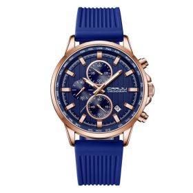 New Men's Silicone Strap Six-pin Steel Strap Business Casual Watch (Option: Blue Ribbon Rose Shell)