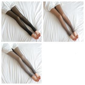 Fake Translucent Plus Size Leggings Fleece Lined Tights Fall And Winter Warm Fleece Pantyhose Women Fleece Lined Pantyhose Thermal Winter Tights (Option: 3pcs set footstep-220g fleece and thickened)