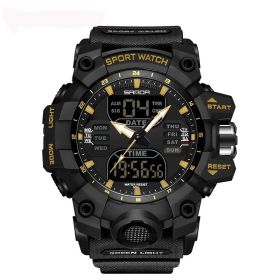 Multifunctional Men's Fashion Korean Style Waterproof Shockproof Transparent Watch (Option: Black Gold)