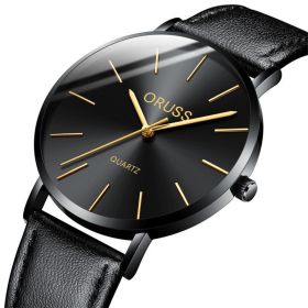 Men's Light Luxury Ultra-thin Belt Watch (Option: Belt Black Surface)