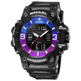 Sports Waterproof Electronic Watch Multi-function Training Alarm Clock Watch (Option: Colorful Purple Blue)