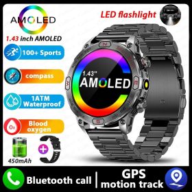 Smart Watch HD AMLOED Screen Bluetooth Calling Sports Watch (Option: Black Steel Vinyl)