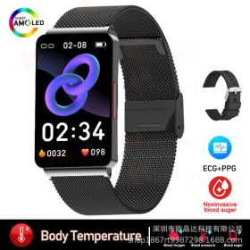 Smart Watch Blood Oxygen Body Temperature Sleep Monitoring Health Smart Bracelet (Option: Black Mesh Silicone)