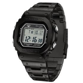 Alarm Clock Multifunctional Sport Watch Square Fashion Hand-lifting Light Waterproof (Option: Black And White)