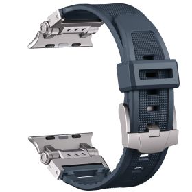 High End Metal And Silicone Watch Strap (Option: Titanium Gray Blue-42or44or45or49MM)