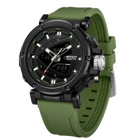 9052 Sports Waterproof Alarm Clock Electronic Watch (Option: Army Green)