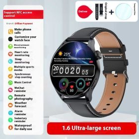 Sports Bracelet Smart Watch Male Blood Pressure Bluetooth (Option: Black Leather)