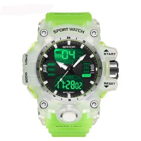 Multifunctional Men's Fashion Korean Style Waterproof Shockproof Transparent Watch (Option: Transparent Green)