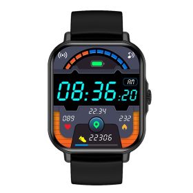 Bluetooth-compatible Calling Smart Watch Message Reminder Sports Heart Rate Sleep Monitoring (Color: Black)