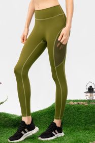 High Waist Slim Fit Long Sports Pants (Color: Moss, size: 6/M)