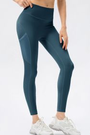 High Waist Slim Fit Long Sports Pants (Color: French Blue, size: 10/XL)